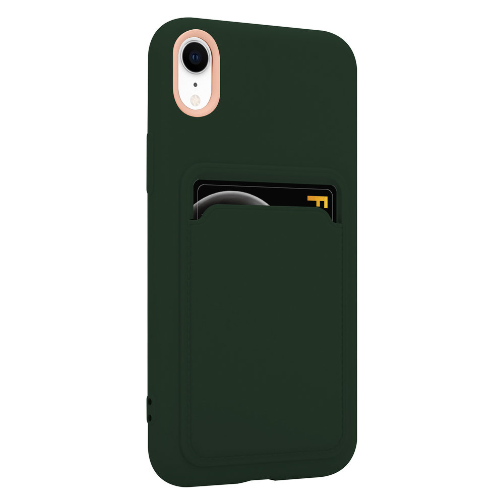 ShieldCase® ShieldCase iPhone Xr siliconen hoesje met pasjeshouder (donkergroen)