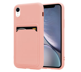 ShieldCase® iPhone Xr siliconen hoesje met pasjeshouder (roze)