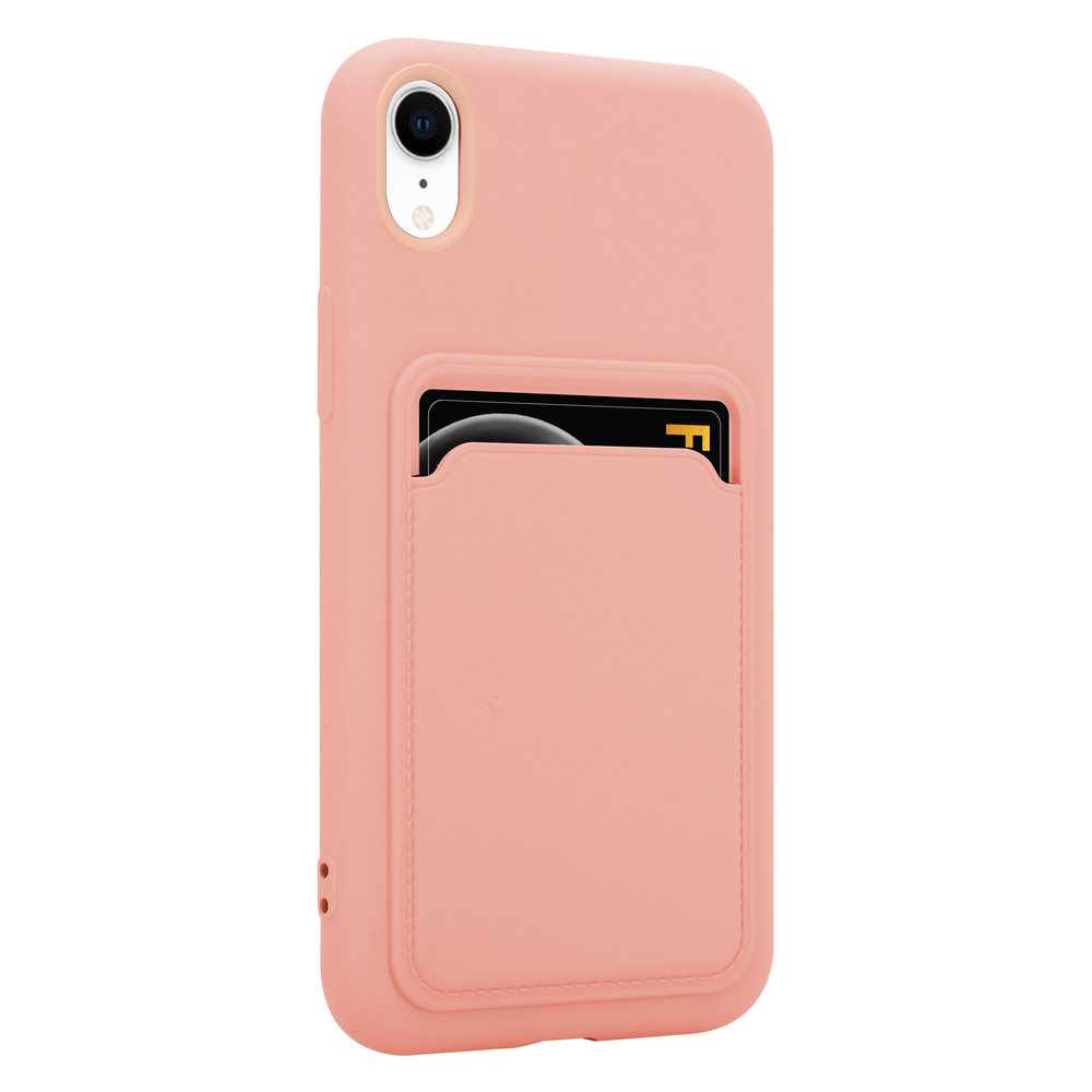 ShieldCase® ShieldCase iPhone Xr siliconen hoesje met pasjeshouder (roze)