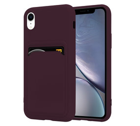 ShieldCase® iPhone Xr siliconen hoesje met pasjeshouder (aubergine)