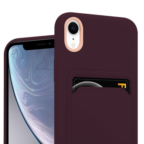 ShieldCase® ShieldCase iPhone Xr siliconen hoesje met pasjeshouder (aubergine)