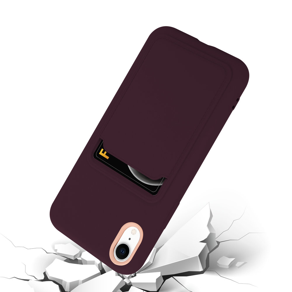 ShieldCase® ShieldCase iPhone Xr siliconen hoesje met pasjeshouder (aubergine)