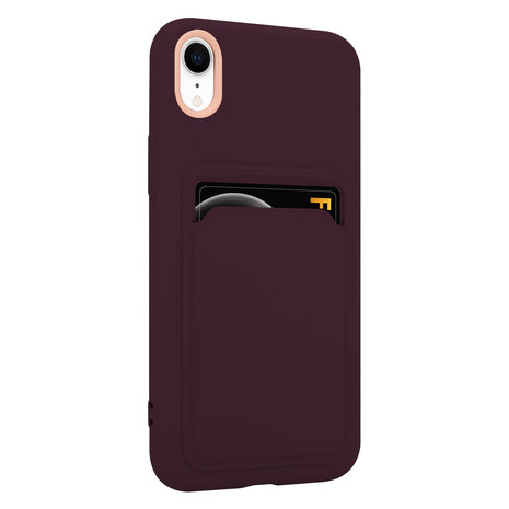 ShieldCase® ShieldCase iPhone Xr siliconen hoesje met pasjeshouder (aubergine)