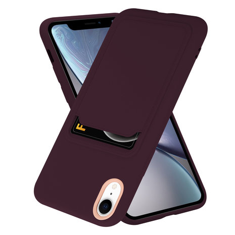 ShieldCase® ShieldCase iPhone Xr siliconen hoesje met pasjeshouder (aubergine)