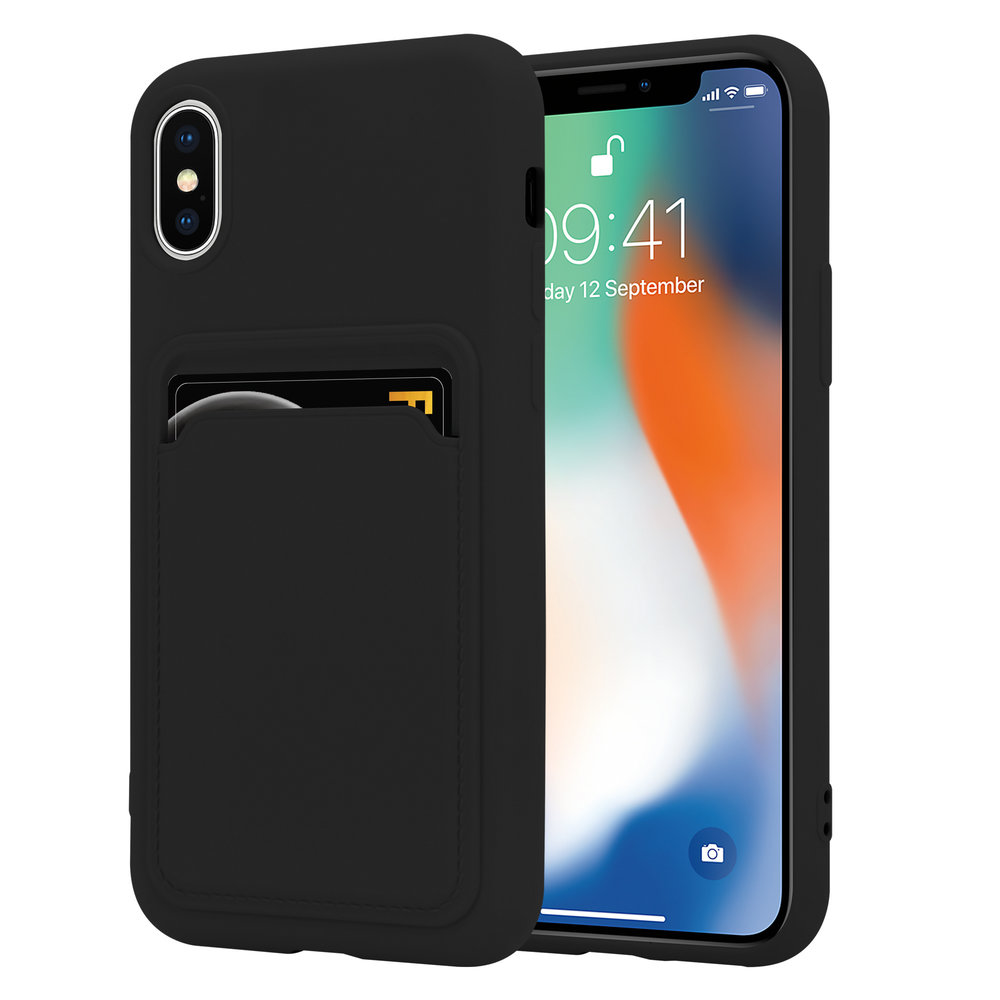 ShieldCase® ShieldCase iPhone X / Xs siliconen hoesje met pasjeshouder (zwart)