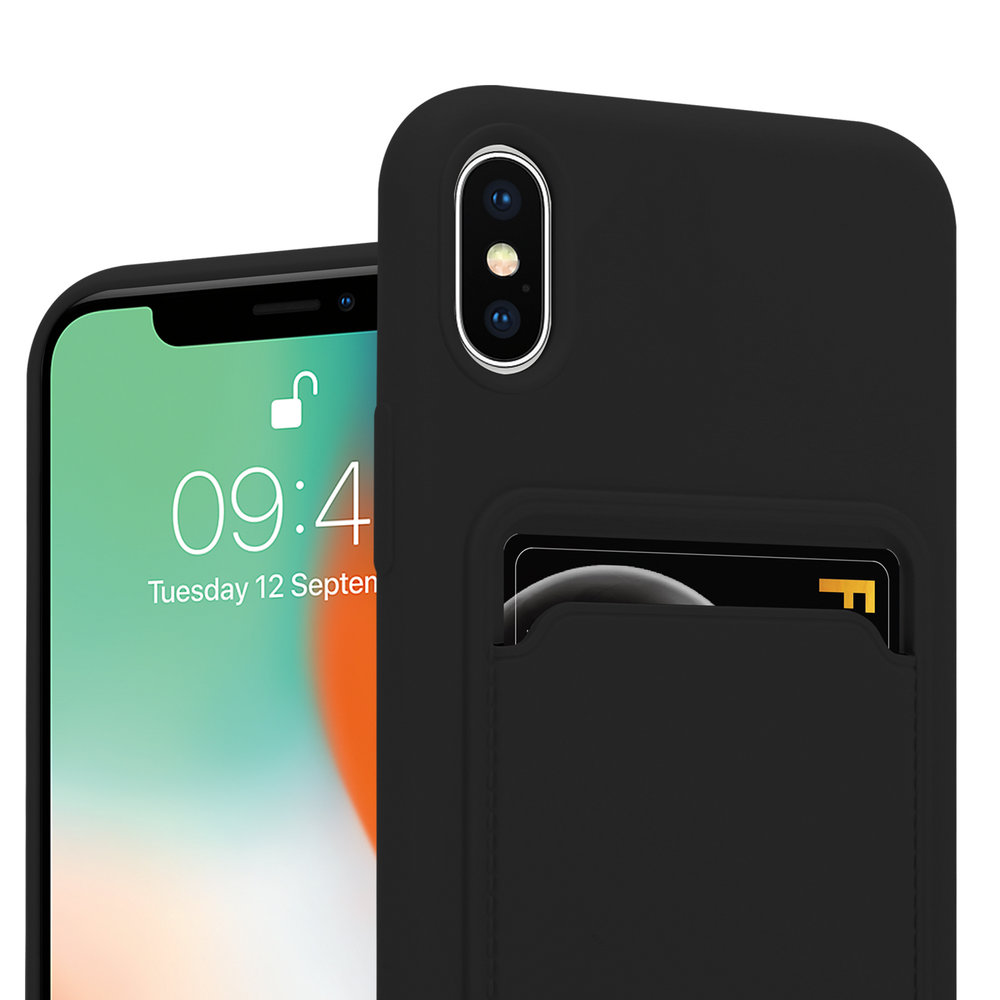 ShieldCase® ShieldCase iPhone X / Xs siliconen hoesje met pasjeshouder (zwart)