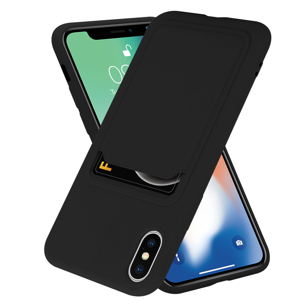 ShieldCase® ShieldCase iPhone X / Xs siliconen hoesje met pasjeshouder (zwart)