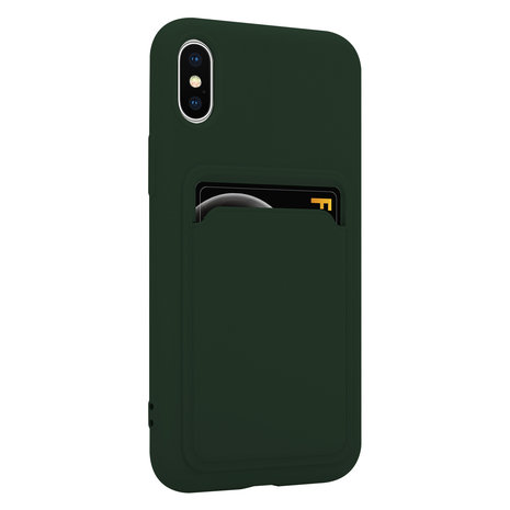 ShieldCase® ShieldCase iPhone X / Xs siliconen hoesje met pasjeshouder (donkergroen)