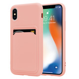 ShieldCase® iPhone X / Xs siliconen hoesje met pasjeshouder (roze)