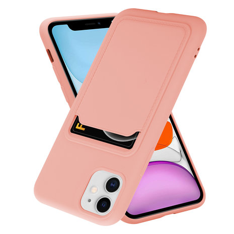 ShieldCase® ShieldCase iPhone 11 siliconen hoesje met pasjeshouder (roze)