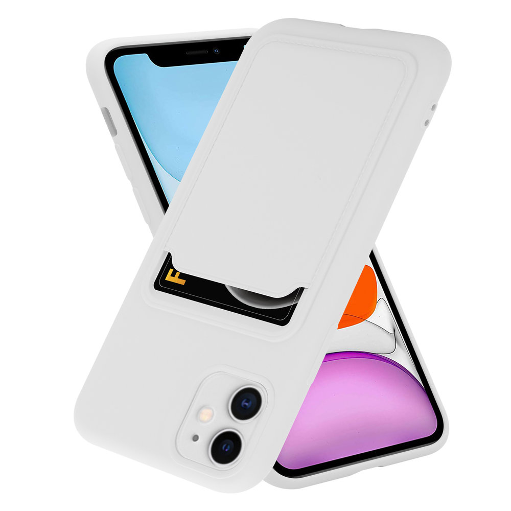 ShieldCase® ShieldCase iPhone 12 siliconen hoesje met pasjeshouder (wit)