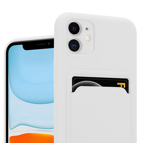 ShieldCase® ShieldCase iPhone 12 siliconen hoesje met pasjeshouder (wit)