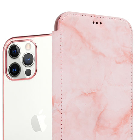 ShieldCase® ShieldCase Marble Rose Gold iPhone 12 Pro Wallet flip case ShieldCase® ShieldCase Marble Rose Gold iPhone 12 Pro Wallet flip case