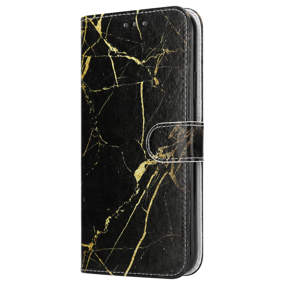 ShieldCase® Shieldcase Amazing Black Marmer iPhone 12 Bookcase ShieldCase® Shieldcase Amazing Black Marmer iPhone 12 Bookcase