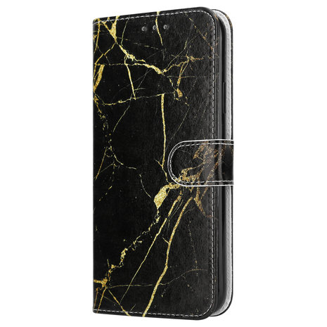 ShieldCase® Shieldcase Amazing Black Marmer iPhone 12 Bookcase ShieldCase® Shieldcase Amazing Black Marmer iPhone 12 Bookcase