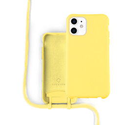 Coverzs Silicone case met koord iPhone 12 / 12 Pro (Geel)