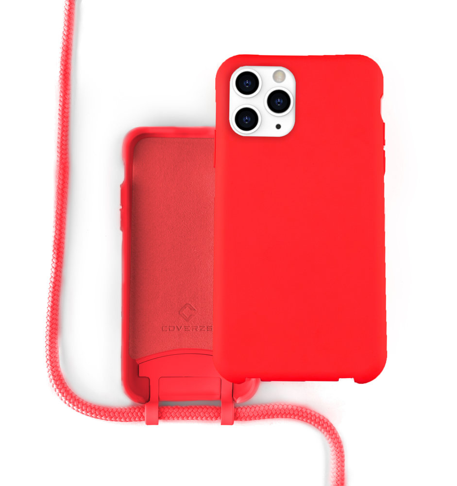 Coverzs Coverzs Silicone case met koord iPhone 11 Pro Max (Rood)