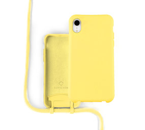 Coverzs Silicone case met koord iPhone Xr (Geel)