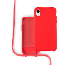 Coverzs Silicone case met koord iPhone Xr (Rood)