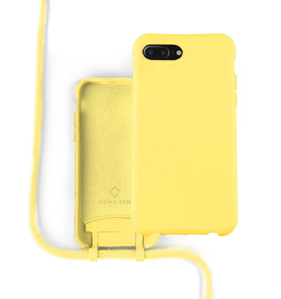Coverzs Coverzs Silicone case met koord iPhone 7/8 Plus (Geel)