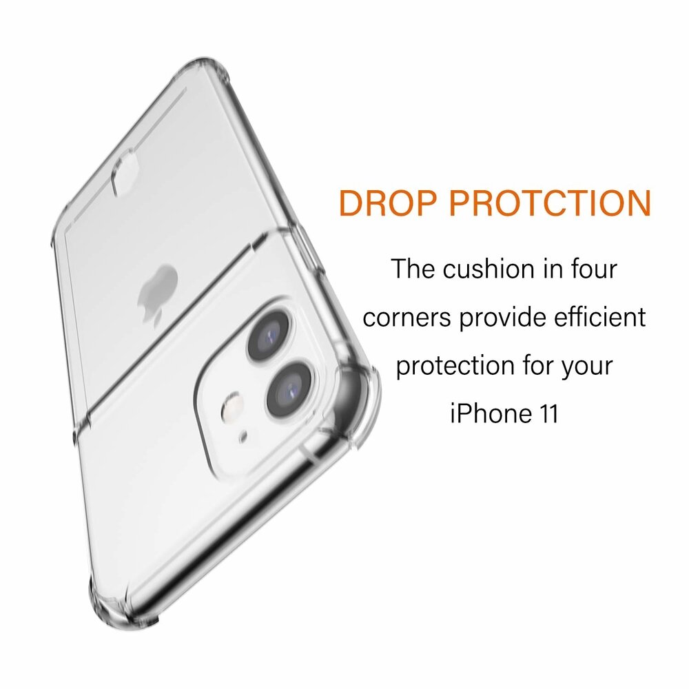 ShieldCase® ShieldCase Shock case met pashouder iPhone 12 Mini - 5.4 inch (transparant) + glazen Screen Protector