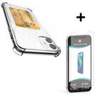 ShieldCase® ShieldCase Shock case met pashouder iPhone 12 Mini - 5.4 inch (transparant) + glazen Screen Protector