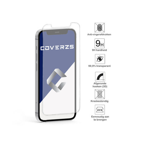 Coverzs Coverzs Luxe Liquid Silicone case iPhone 12 Pro (grijs) + glazen Screen Protector