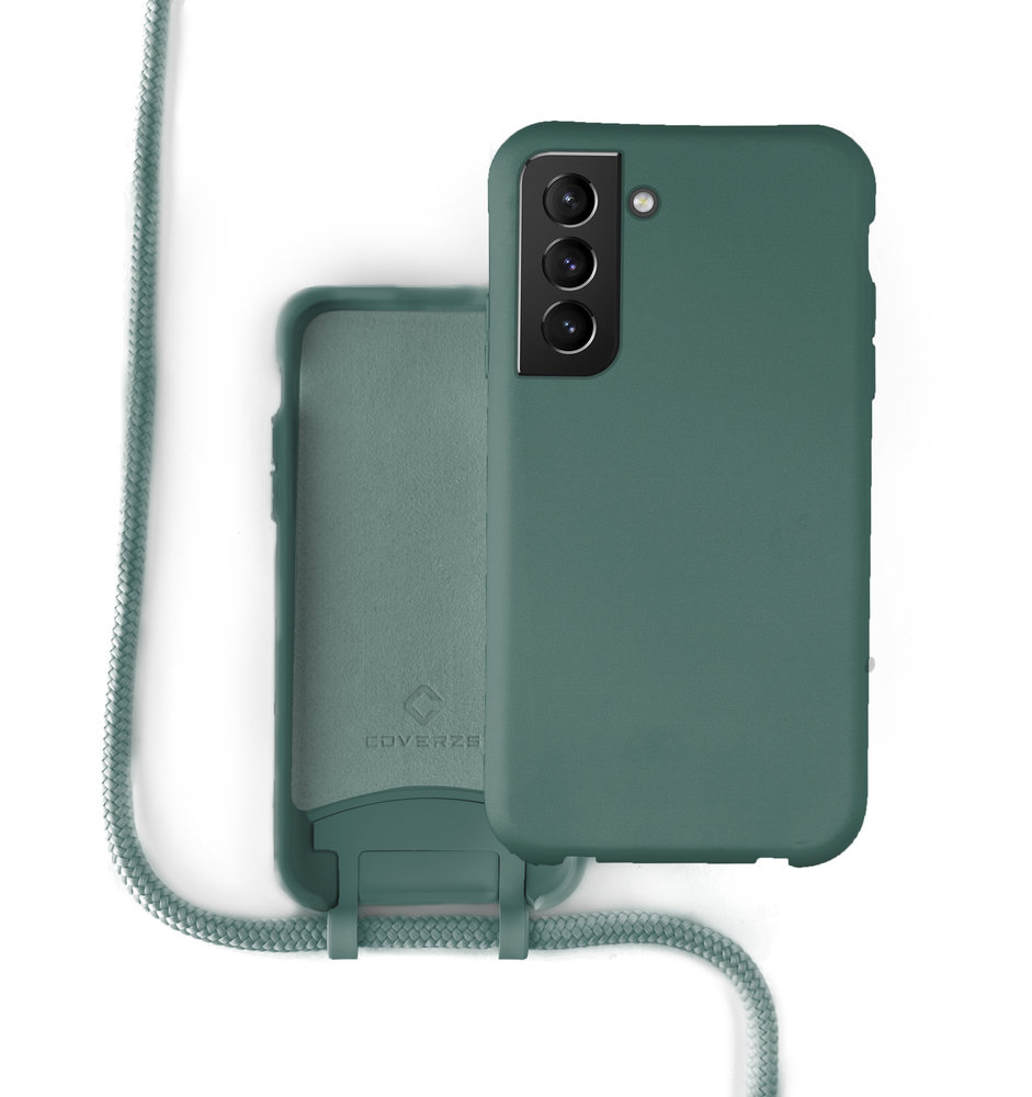 Coverzs Coverzs Silicone case met koord Samsung Galaxy S21 Plus (donkergroen)