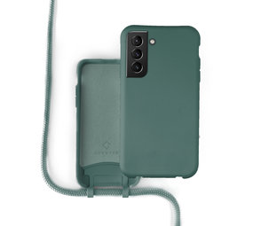 Coverzs Silicone case met koord Samsung Galaxy S21 Plus (donkergroen)