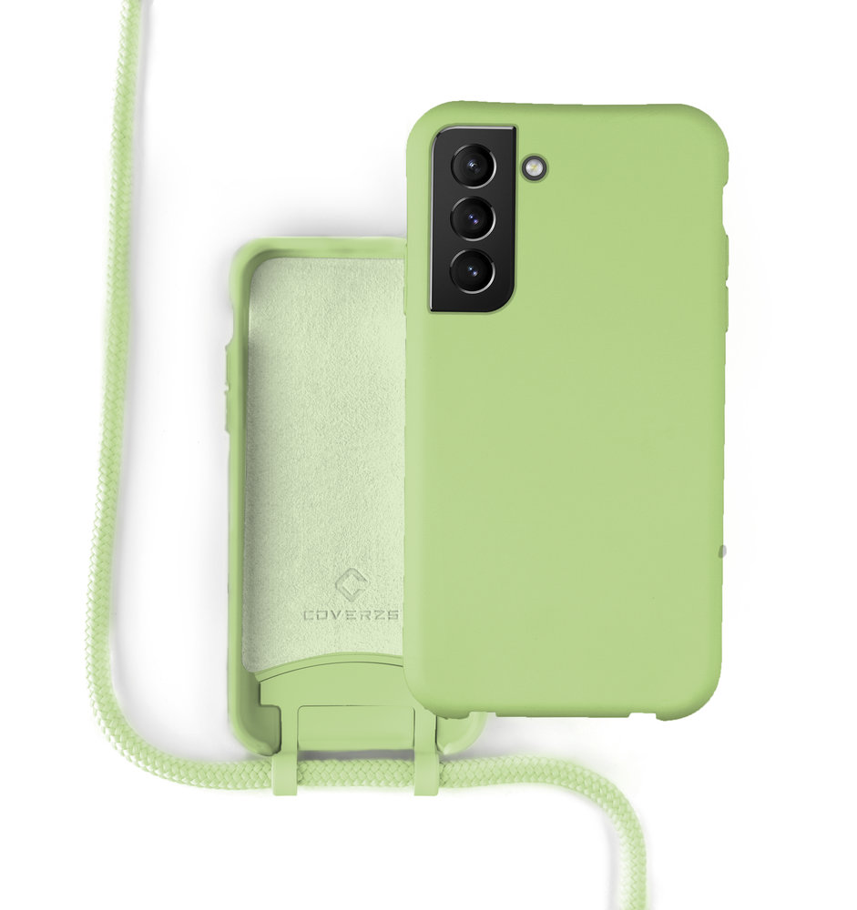 Coverzs Coverzs Silicone case met koord Samsung Galaxy S21 Plus (lichtgroen)