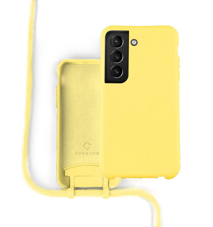 Coverzs Coverzs Silicone case met koord Samsung Galaxy S21 Plus (geel)