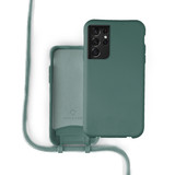 Coverzs Silicone case met koord Samsung Galaxy S21 Ultra (donkergroen)