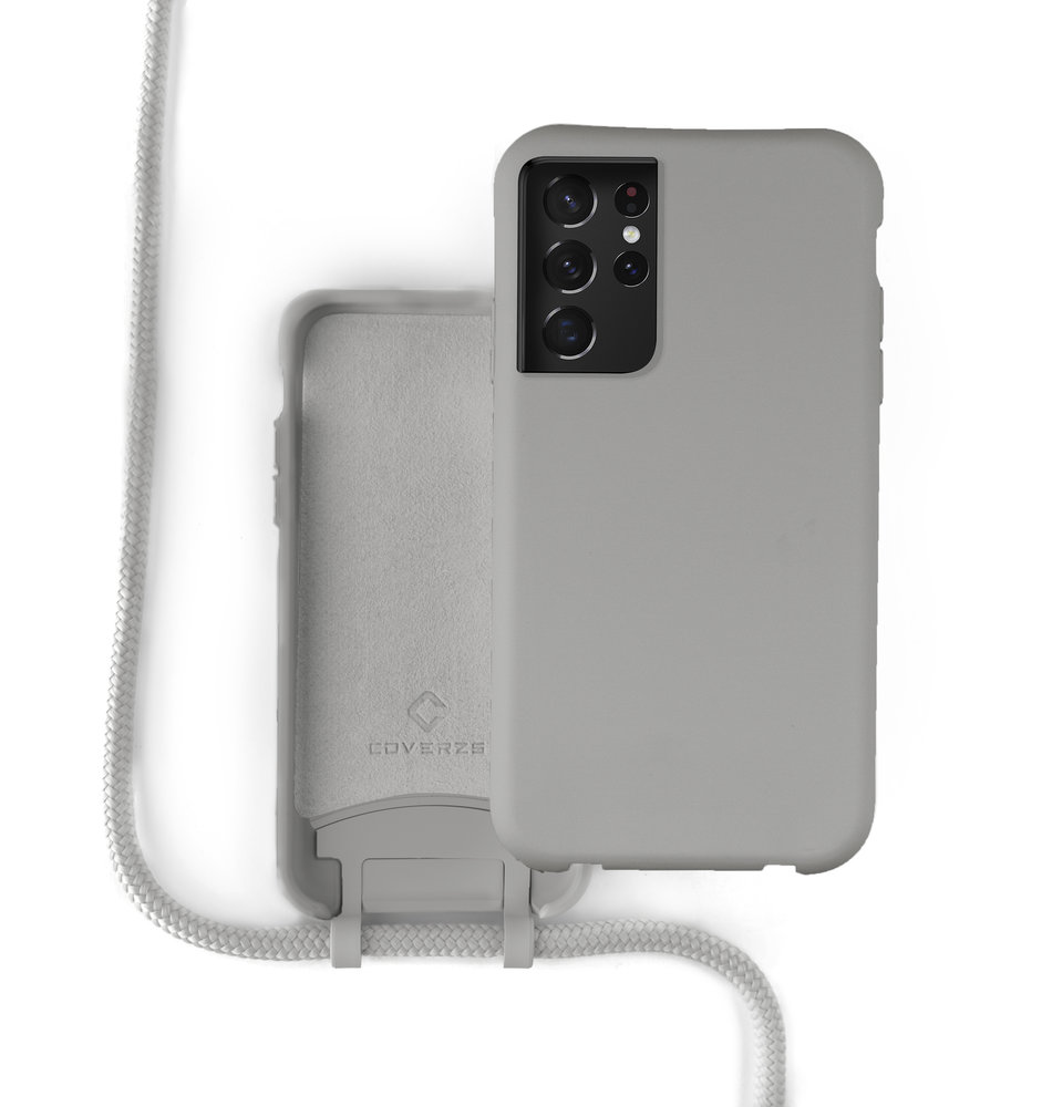 Coverzs Coverzs Silicone case met koord Samsung Galaxy S21 Ultra (grijs)