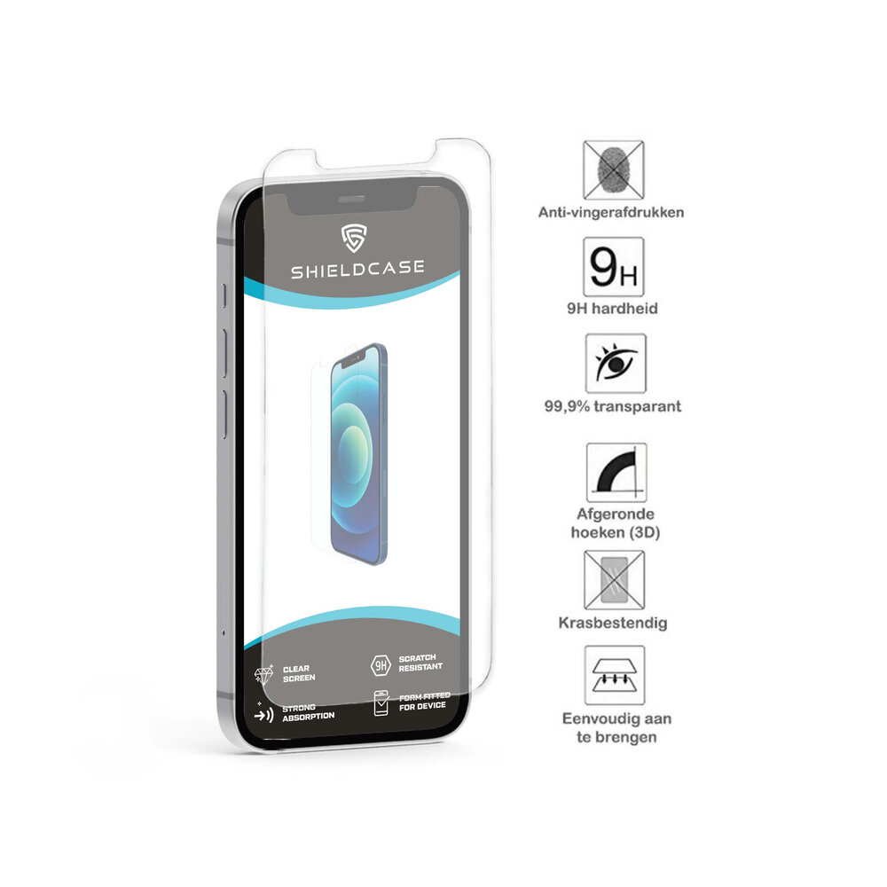 ShieldCase® ShieldCase Shock case met pasjeshouder iPhone 12 Mini - 5.4 inch (transparant) + glazen Screen Protector