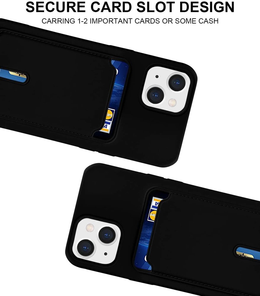 ShieldCase® ShieldCase iPhone 13 siliconen hoesje met pasjeshouder (zwart)