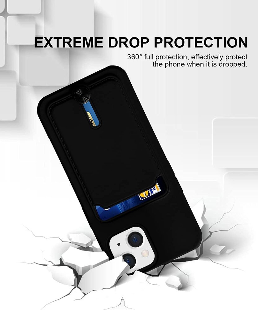 ShieldCase® ShieldCase iPhone 13 siliconen hoesje met pasjeshouder (zwart)