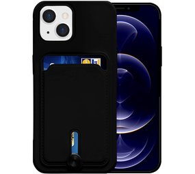ShieldCase® iPhone 13 siliconen hoesje met pasjeshouder (zwart)