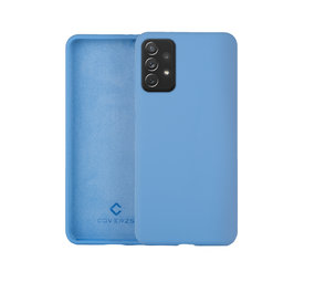 Coverzs Luxe Liquid Silicone case Samsung Galaxy A72 (lichtblauw)