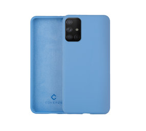 Coverzs Luxe Liquid Silicone case Samsung Galaxy A71 (lichtblauw)