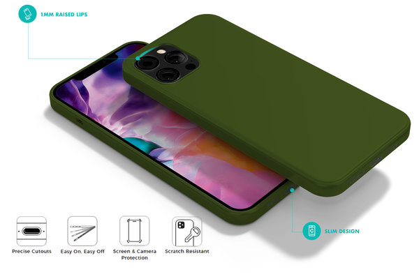 Coverzs Coverzs Luxe Liquid Silicone case iPhone 12 Pro Max (legergroen)