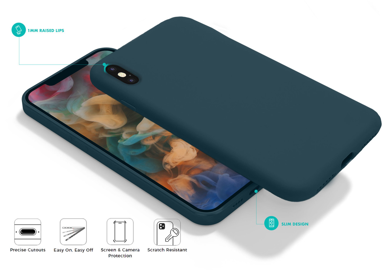 Coverzs Coverzs Luxe Liquid Silicone case iPhone X / Xs (donkerblauw)