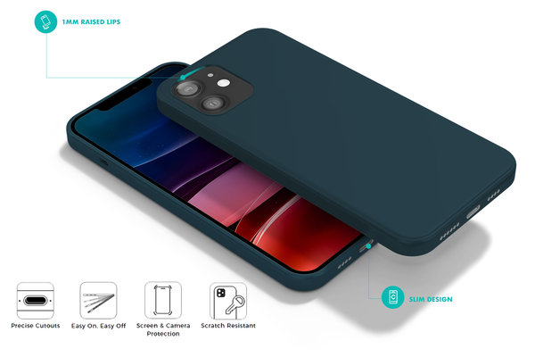 Coverzs Coverzs Luxe Liquid Silicone case iPhone 12 (donkerblauw)