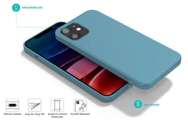 Coverzs Coverzs Luxe Liquid Silicone case iPhone 12 Pro (lichtblauw)