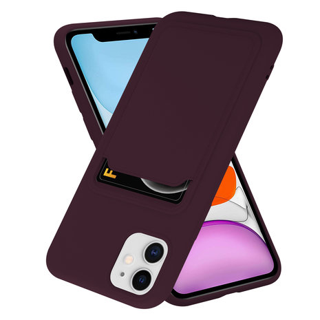 ShieldCase® ShieldCase iPhone 11 siliconen hoesje met pasjeshouder (aubergine)