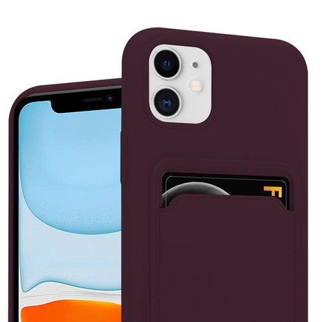 ShieldCase® ShieldCase iPhone 11 siliconen hoesje met pasjeshouder (aubergine)