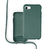 Coverzs Coverzs Silicone case met koord iPhone 7/8/SE2020 (donkergroen) | Name + Name Coverzs Coverzs Silicone case met koord iPhone 7/8/SE2020 (donkergroen) | Name + Name