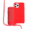 Coverzs Coverzs Silicone case met koord iPhone 12 Pro Max (Rood) - Name + Name Coverzs Coverzs Silicone case met koord iPhone 12 Pro Max (Rood) - Name + Name