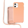 Coverzs Coverzs Silicone case met koord iPhone 12 / 12 Pro (oranje) - Name + Name - Verticaal Coverzs Coverzs Silicone case met koord iPhone 12 / 12 Pro (oranje) - Name + Name - Verticaal