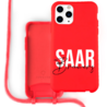 Coverzs Coverzs Silicone case met koord iPhone 12 Pro Max (Rood) - Name + Name Coverzs Coverzs Silicone case met koord iPhone 12 Pro Max (Rood) - Name + Name