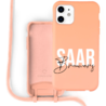 Coverzs Coverzs Silicone case met koord iPhone 11 (oranje) - Name + Name Coverzs Coverzs Silicone case met koord iPhone 11 (oranje) - Name + Name